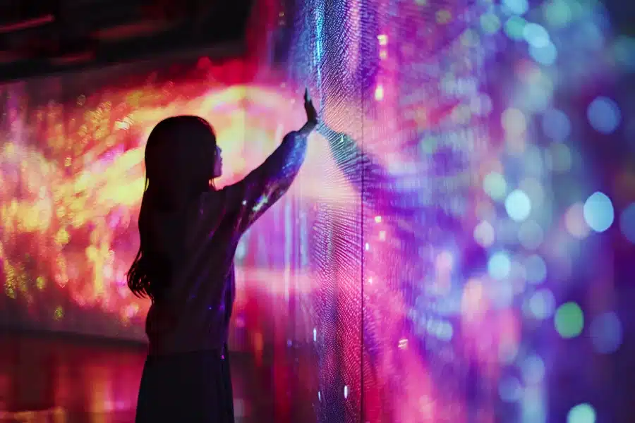 woman in front of led wall