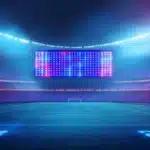 Large outdoor LED video wall display installed inside a sports stadium for live events and digital advertising